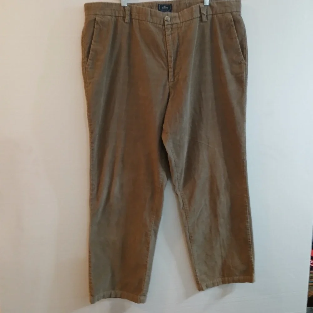 Dockers Men Corduroy Pants Sz 42x30 Brown Outdoor Flat Front Classic Fit